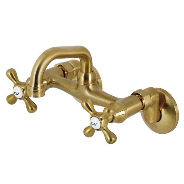 KS212SB Two-Handle Wall Mount Bar Faucet, Brushed Brass